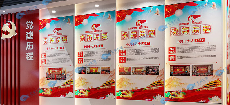 黨建展廳主題平面設(shè)計(jì)，智慧黨建館,多媒體黨建展廳